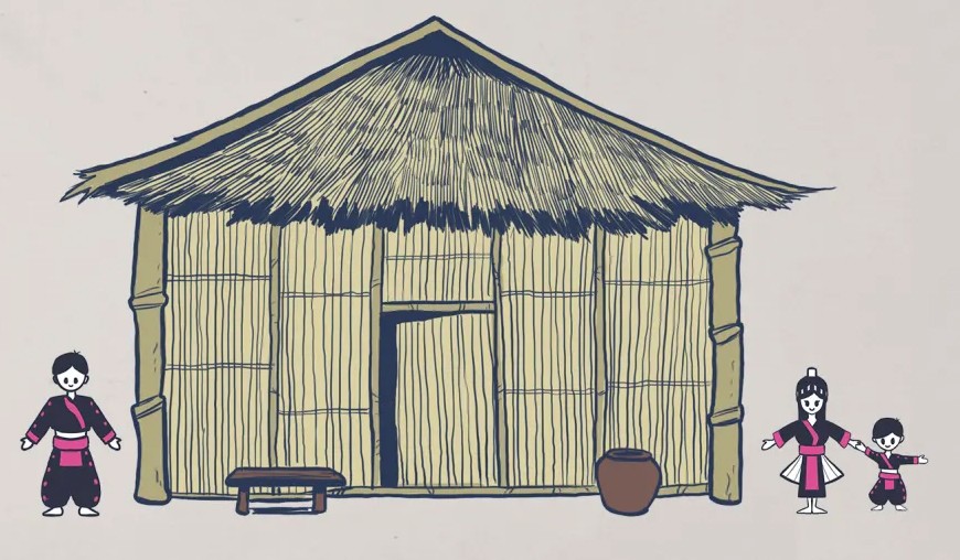 Hmong family with house