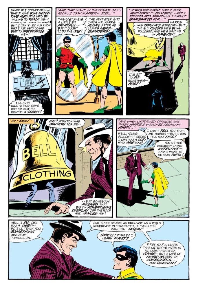Bruce Wayne reading Sherlock Holmes, showcasing his early fascination with deduction and problem-solving skills