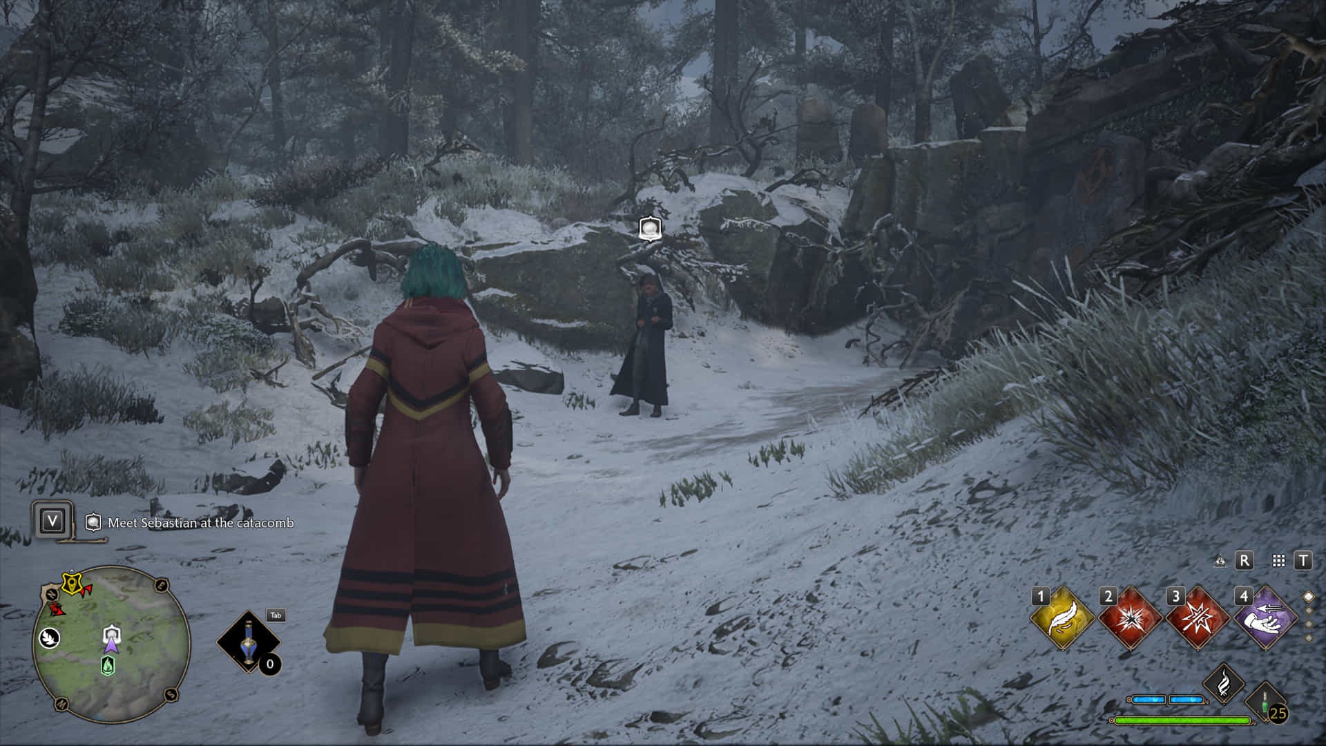Sebastian Sallow initiating the quest in the catacombs, Hogwarts Legacy