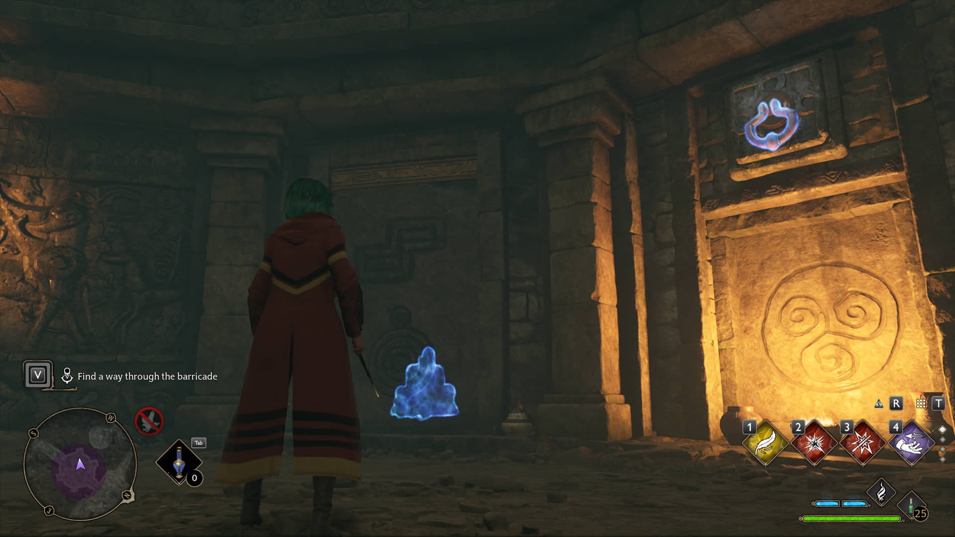 Solving the runic puzzle by matching the runes with Accio, Hogwarts Legacy