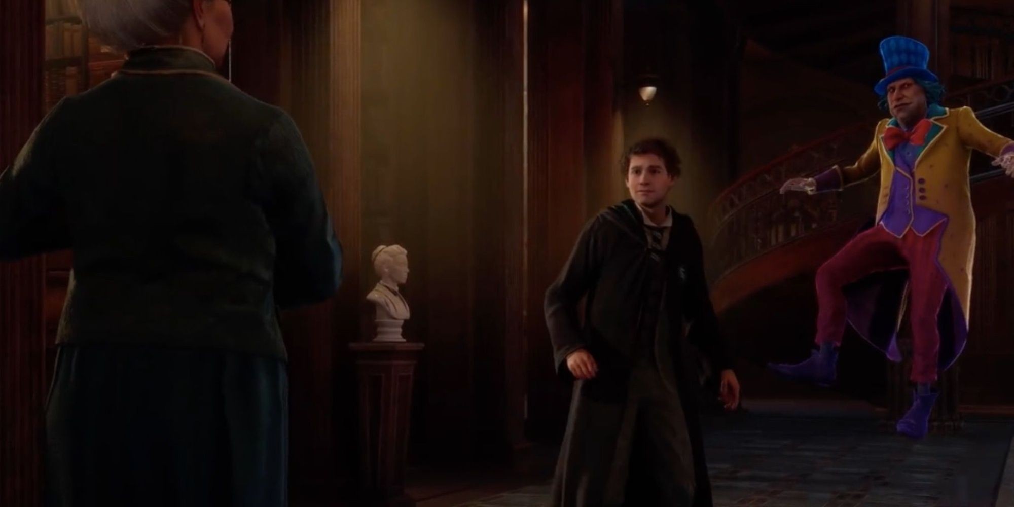 Sebastian Sallow and Peeves in the Restricted Section of the Library