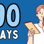 Curious learner holding a notebook, pondering a 90-day challenge for mastering Korean.