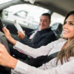 Teenager getting driving practice