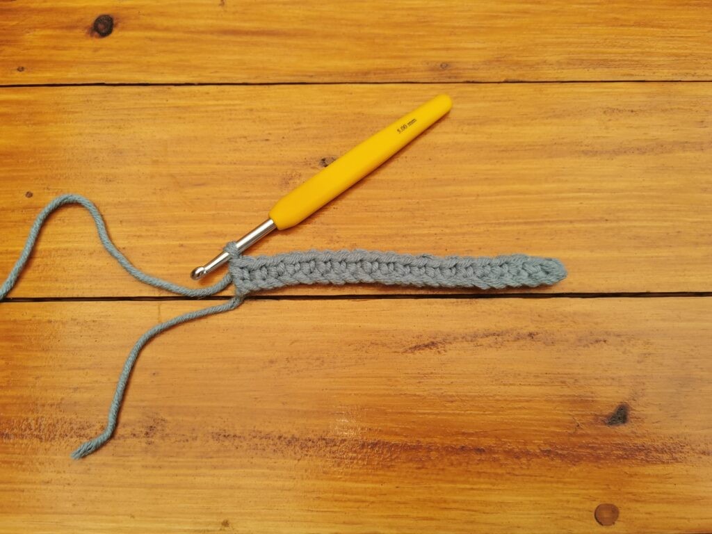 Continue to single crochet down the foundation chain