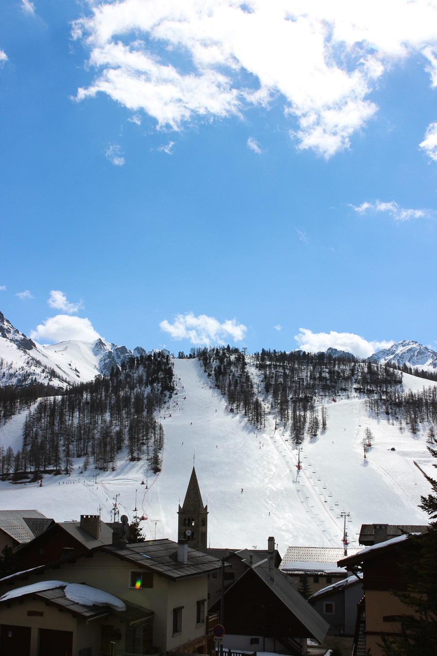 Adult learning to ski in winter