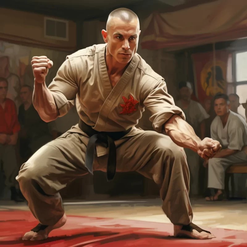 A man demonstrating Marine Corps Martial Arts in front of a group, MCMAP