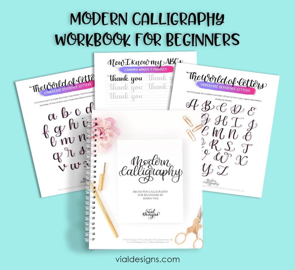 Calligraphy in different writing styles and colors