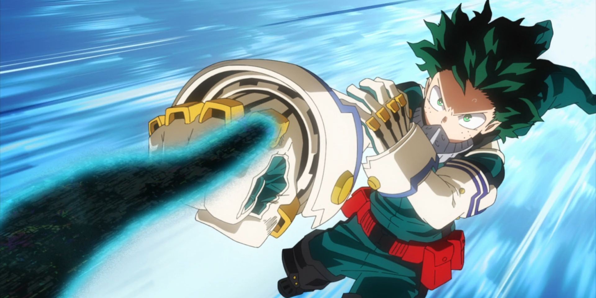 Deku struggling with One For All activation, showing the initial challenges and physical strain.