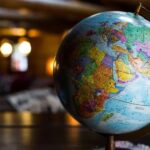 globe showing Africa, Middle East, Europe, and part of Asia on desk