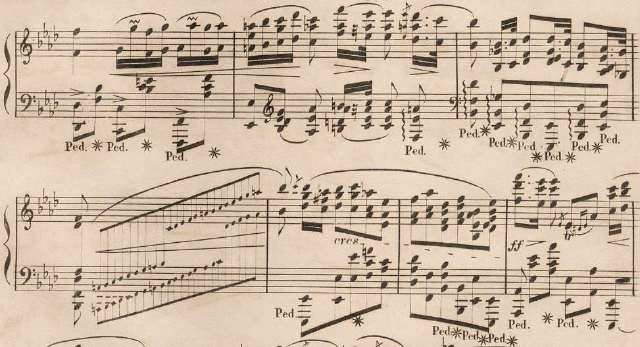 Old sheet music, representing the importance of musical hearing training for singers