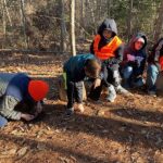 students outdoors in science class