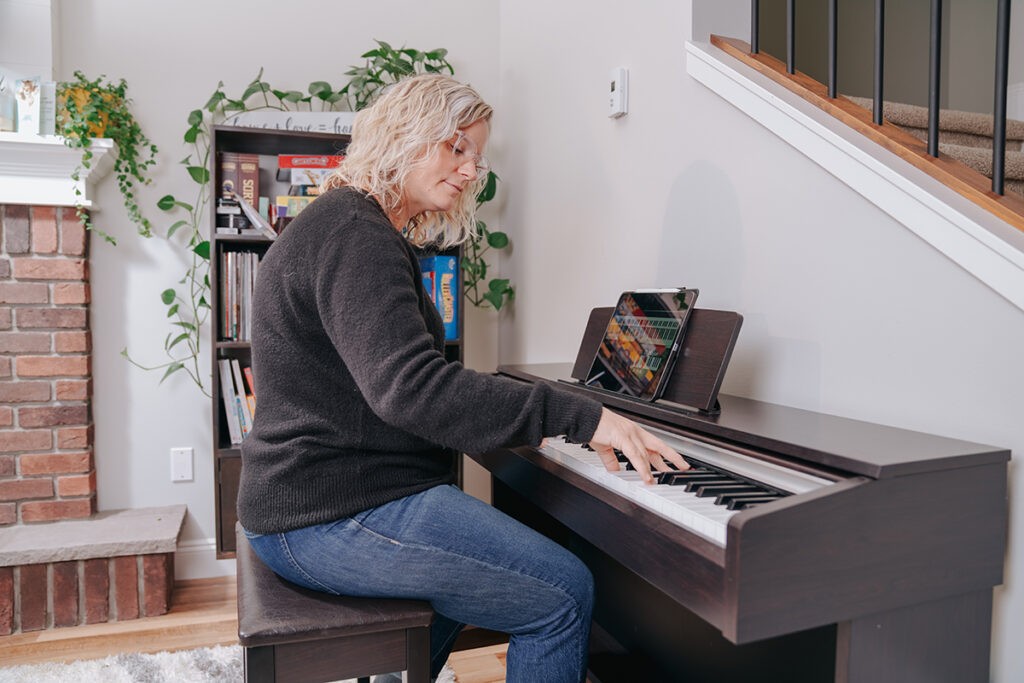 Intermediate piano practice involves scales and arpeggios