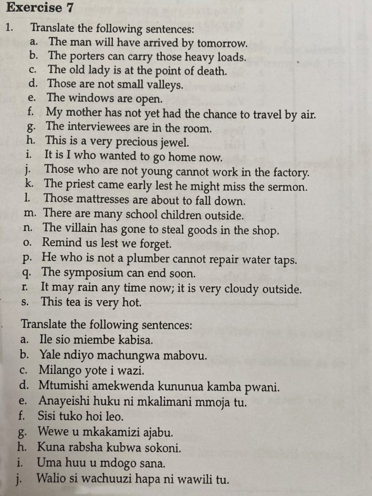 Swahili Noun Classes