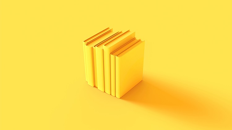 yellow books yellow background